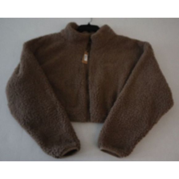 SKIMS AP-ZIP-0878 Womens Sz XL Desert Teddy High Pile Fleece Crop Zip Jacket $90 - Picture 8 of 12